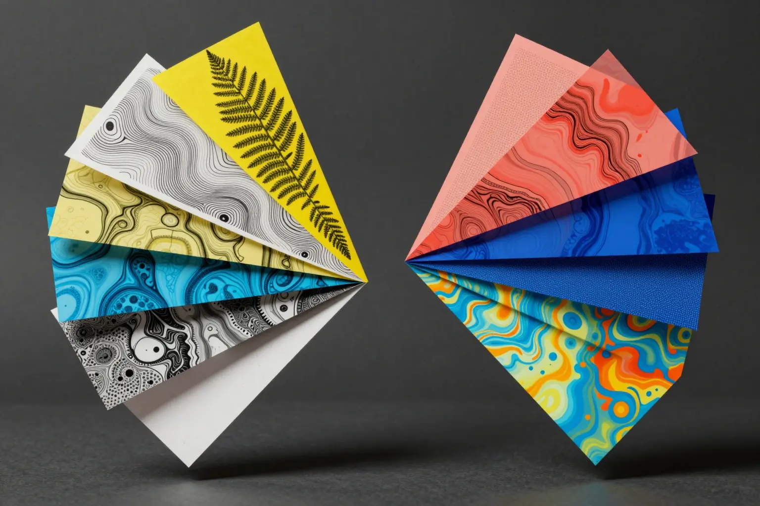 Camadas flutuantes de separação de cores que mostram o processo de geração do HiDream O1 Image 1.5